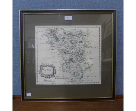 After Robert Morden, map of Derbyshire, print, framed 