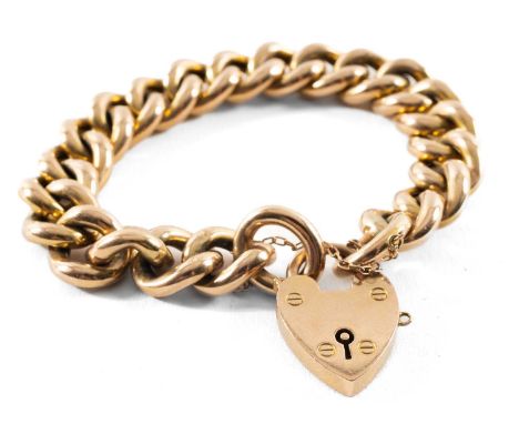 9CT GOLD CURB LINK CHAIN, heart shaped padlock, 36.6gmsProvenance: private collection CarmarthenshireComments: very good over