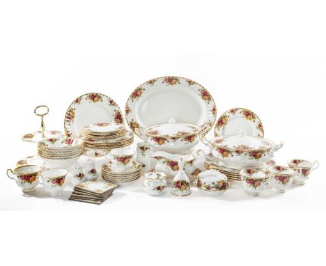 COLLECTION OF ROYAL ALBERT 'OLD COUNTRY ROSES' including, two lidded tureens 23cms, one oval serving platter 38cms, six dinne