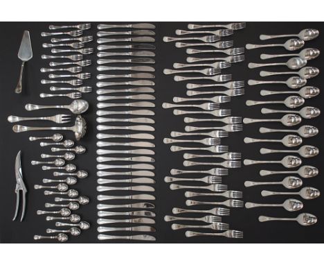 A set of Italian stainless steel INOX 18/10 cutlery comprising of 19 soup spoons L20cm, 30 forks L20,5cm, 29 knives L21,3cm, 