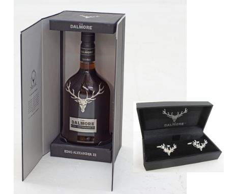 One bottle of Dalmore King Alexander III (70cl, 40%) Single Malt Scotch Whisky together with a boxed pair of cuff links in wh