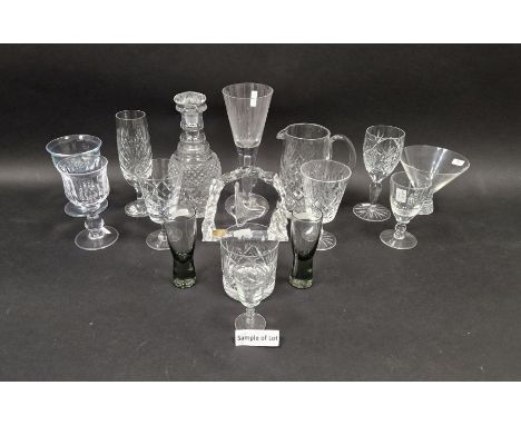 Assorted cut glass and other items including a Norwegian Handeland&nbsp; press moulded sculpture of a viking long boat, three