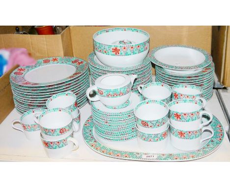 Habitat 'Mosaic' pattern part dinner service&nbsp;to include plates, side plates, bowls, serving dishes, cups, etc&nbsp;Condi