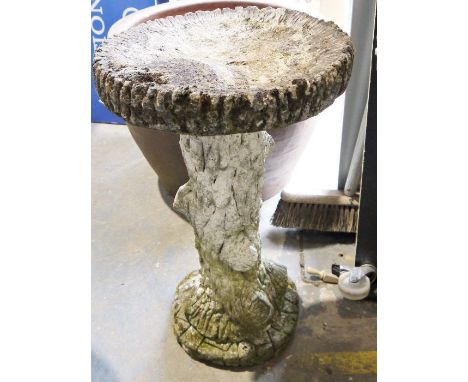 Composite stone bird bath&nbsp;with tree trunk pedestal, 68cm high&nbsp;