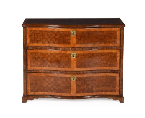 Y A CONTINTENTAL KINGWOOD PARQUETRY AND TULIPWOOD CROSSBANDED SERPENTINE COMMODELATE 18TH/ EARLY 19TH CENTURY79cm high, 100cm