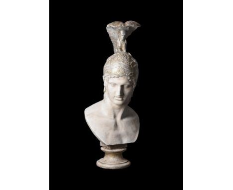 A LARGE PLASTER BUST OF ARES, THE GOD OF WAR 20TH CENTURY, IN THE MANNER OF BRUCCIANI Faint illegible impressed mark to rever