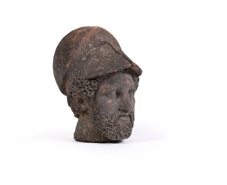 AFTER THE ANTIQUE, A TERRACOTTA HEAD OF PERICLES 20TH CENTURY  38cm high, base 16.5cm wide Provenance:The Simon Neal Collecti