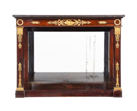 A MAHOGANY AND ORMOLU MOUNTED CONSOLE TABLEIN EMPIRE STYLE, FIRST HALF 19TH CENTURY92cm high, 124cm wide, 47cm deepProvenance