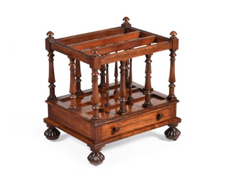 Y A WILLIAM IV ROSEWOOD CANTERBURYBY GILLOWS, CIRCA 1835The underside of the drawer signed 'M. GILLBANK'55cm high, 42cm wide,