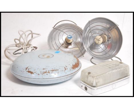 A collection of retro 20th century items to include heatlamps being ideal to convert to desk lamps, Coughtrie of Glasgow styl