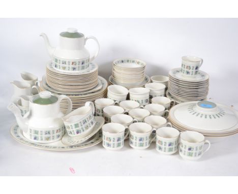 An extensive Royal Doulton service In the ' Tapestry  ' pattern consisting of teapots, creamers, sugar bowls, sauce boat, fru