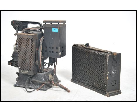 A vintage Industrial Kodascope photographic projector by Eastman Kodak in original metal finish together with other equipment