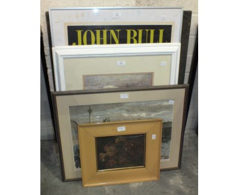 After N St John Rosse, two framed prints of a young boy and girl on a beach, 42 x 32cm, a John Bull Magazine Victor Canning a