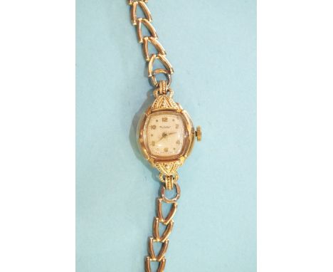 A lady's Rotary wrist watch with 9ct gold case and bracelet, 13.2g.