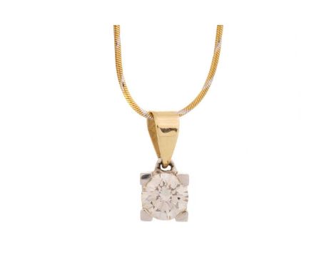 DIAMOND SOLITAIRE PENDANT, set with a round brilliant cut diamond of approximately 1.16 carats, the bale marked 18K, on a bic