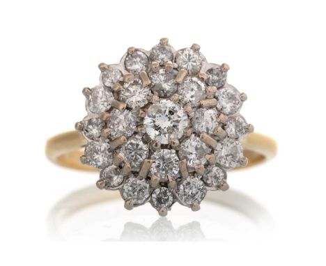 DIAMOND CLUSTER RING, the round brilliant cut diamonds totalling approximately 1.20 carats, unmarked, size WQty: 7.3g