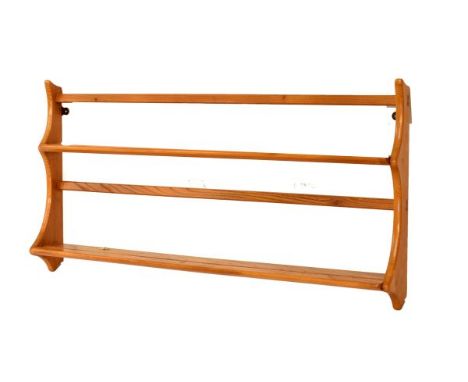 Ercol 'Golden Dawn' elm set of open wall shelves, 96cm wide x 49.5cm high  