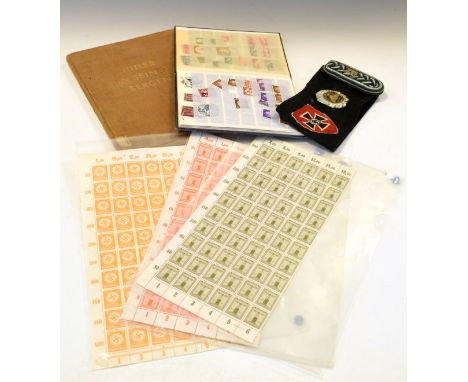 Quantity of assorted Nazi German related items comprising: 'Hitler in His Mountains' book, Iron Cross Swastika sleeve patch, 