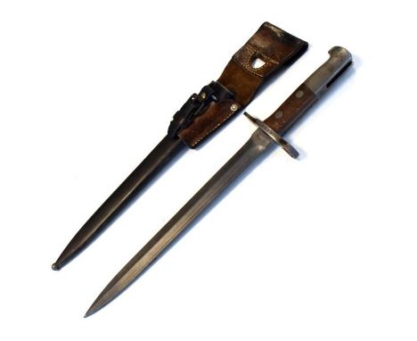 Swiss Waffenfabrik Neuhausen 1918 pattern rifle bayonet, makers name stamped to reverse of blade, 917875 stamped to the guard