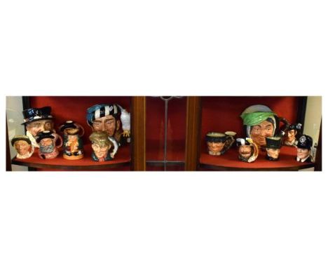 Collection of Royal Doulton character jugs, various sizes (one shelf)  