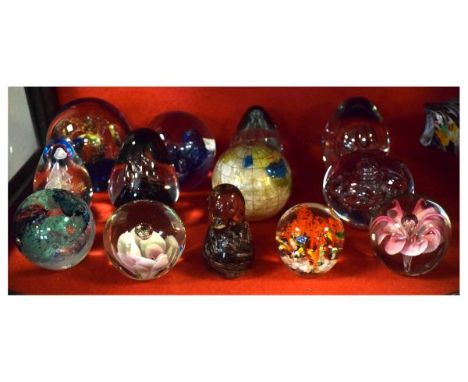Collection of various glass and one globe design paperweight  
