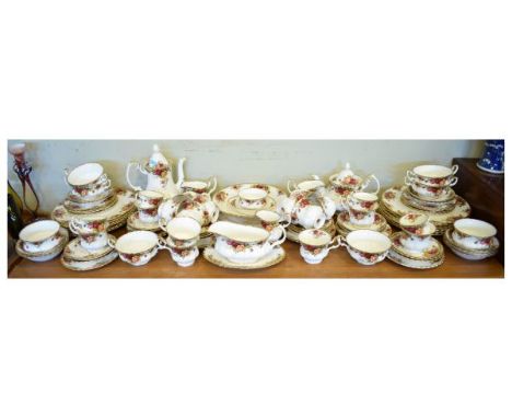 Extensive Royal Albert 'Old Country Roses' pattern tea and dinner service  