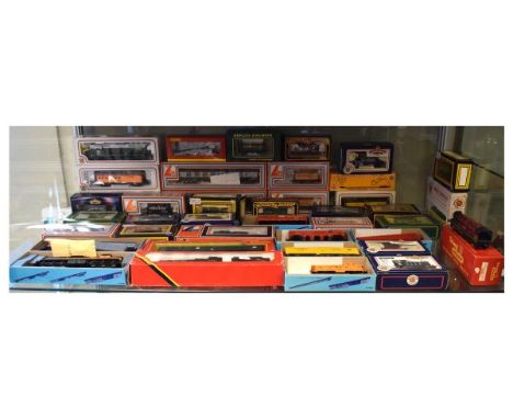 Quantity of 00 Gauge rolling stock and engines to include; Bachmann, Lima, Airfix, Hornby etc, approximately 51, all boxed  