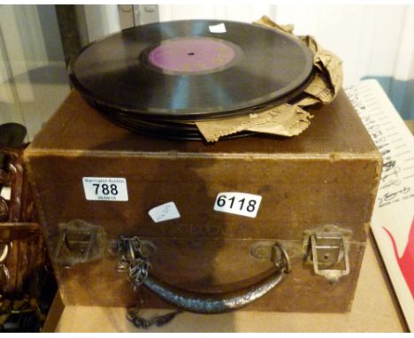 Vintage Decca record player and a quantity of 78 rpm records