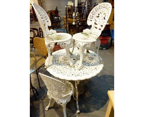 Cast aluminium garden table and 4 chairs