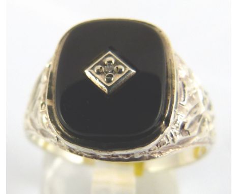 Sterling silver onyx signet ring, size R