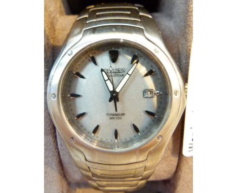 Gents Citizen Eco-drive titanium wristwatch in original box