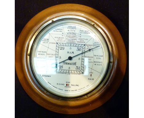 Stormoguide Short and Mason aneroid barometer in mahogany frame