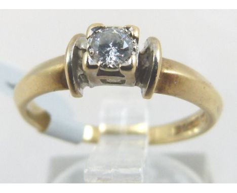 9 ct gold diamond solitaire ring, 0.16 ct H colour S.2, size L