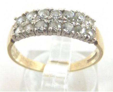 9 ct gold ring set with 10 CZs, size O