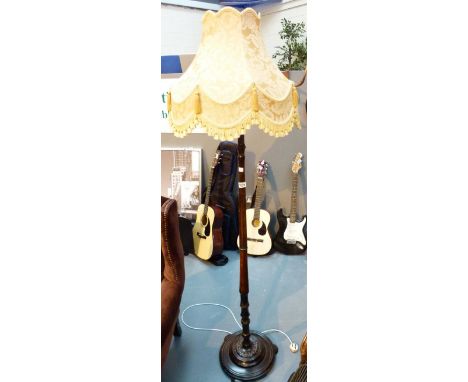 Walnut standard lamp with shade