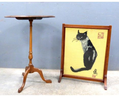 Walnut wine table foot stool  and a  fire screen  