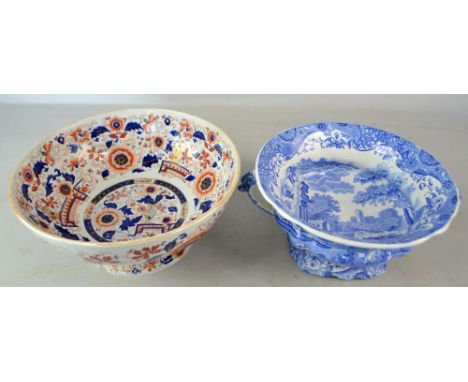 Spode Italian two handled bowl, 26cm diam., and an Ironstone Imari pattern bowl, 30cm diam.