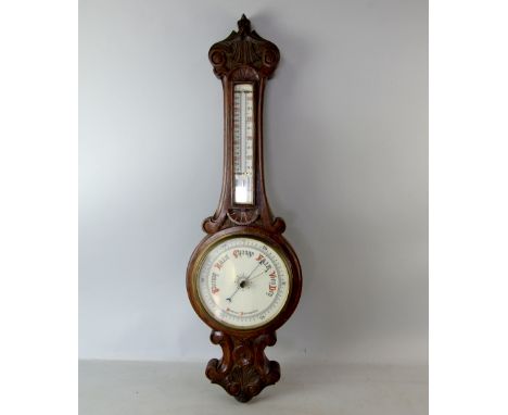 Oak cased  banjo form barometer 
