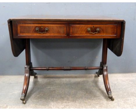 Mahogany and satinwood cross banded sofa table 