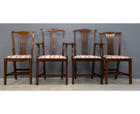 Eight 20th century mahogany Chippendale style dining chairs, with drop-in seats,