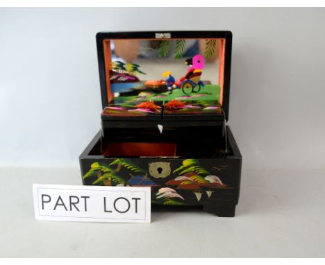 19th Century tea caddy, a music box and other boxes 