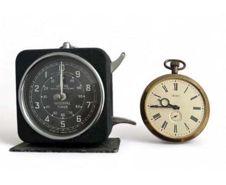 A Smiths oversized keyless winding open faced gentleman's pocket watch in brass with Roman numerals, inset subsidiary seconds