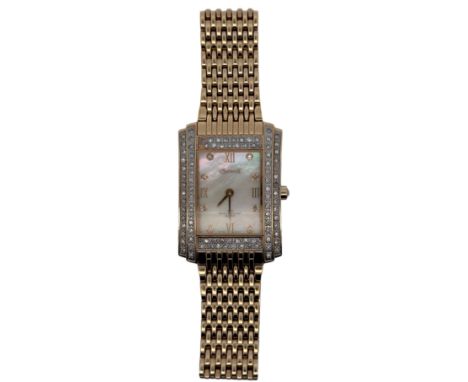 An Ingersoll gents/ ladies diamond bracelet watch with a diamond set gold plated case. Reference IG0002DM, serial 10955. Quar