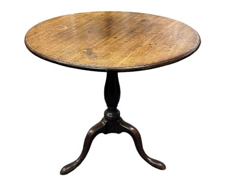 Late 18th Century mahogany tripod table, height 72cm, top 75x74cm.