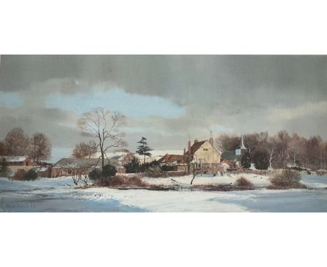 Michael Barnfather (British, b. 1934), ‘Finishing Touches’ signed limited edition print. Work depicts The village of Litlingt