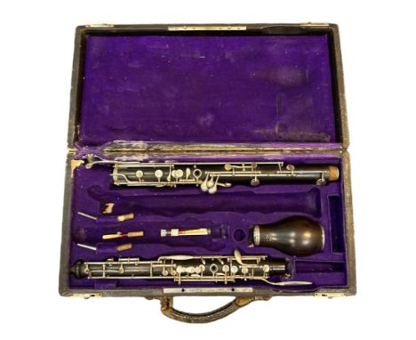 French Cor Anglais made by F.Lorée Paris, stamped for F.Lorée with fitted case. With two reeds. Stamped Y25.