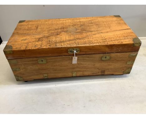 A 19th century brass mounted camphorwood trunk, width 101cm, depth 50cm, height 40cm. Condition - poor to fair