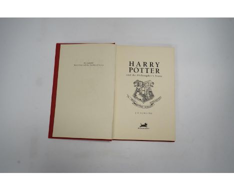 ° ° Rowling, J.K. - Harry Potter and the Philosopher's Stone. (De Luxe Edition). armorial half and title pages. publisher's g