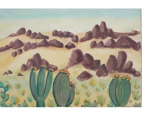 Barbara Tribe RWA, FRBS (1913-2000), watercolour, ‘Outcrop Boulder, Mojave Desert, Nevada’, signed, 28 x 37cm. Condition - fa