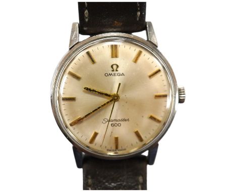 A gentleman's 1960's? stainless steel Omega  Seamaster 600 manual wind wrist watch, with baton numerals, case diameter 34mm, 